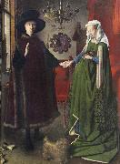 Jan Van Eyck The Italian kopmannen Arnolfini and his youngest wife some nygifta in home in Brugge USA oil painting artist